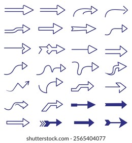 A set of Hand drawn arrow direction doodle with white background
