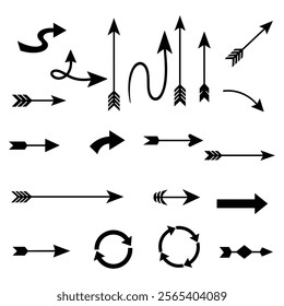 A set of Hand drawn arrow direction doodle with white background