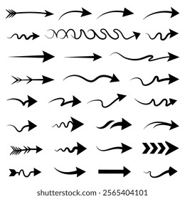 A set of Hand drawn arrow direction doodle with white background