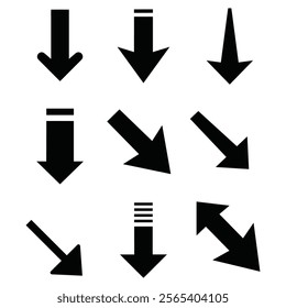 A set of Hand drawn arrow direction doodle with white background