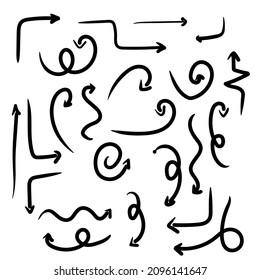 set of hand drawn arrow doodle on white background