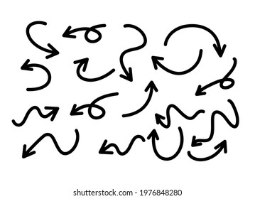 Set of hand drawn arrow doodles on white Vector