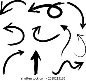 Set of hand drawn arrow doodles on white background illustration