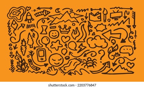 Set of hand drawn arrow doodles vector art