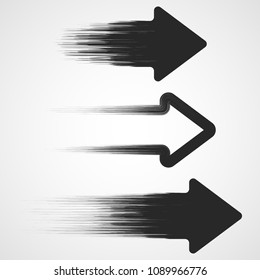 Set of hand drawn arrow icons. Vector illustration. Three hand drawn arrow to the right