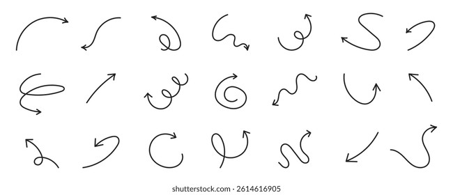 Set of hand drawn arrow illustrations on a white background