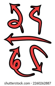 set hand drawn arrow red vector 