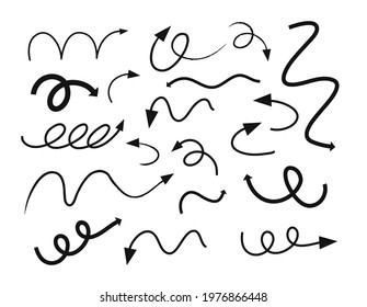 Set of hand Drawn Arrow Vector Set. Doodle Arrow
