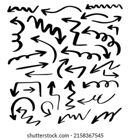 Set of Hand drawn arrow vector icons set. Sketch arrow design for business plan and education