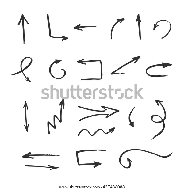 Set Hand Drawn Arrow Vector Sketch Stock Vector Royalty