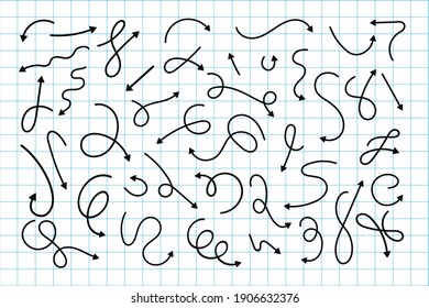 Satz handgezeichneter Pfeile