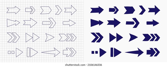 Set of hand drawn arrows.