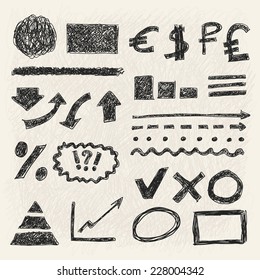 Set of hand drawn arrows