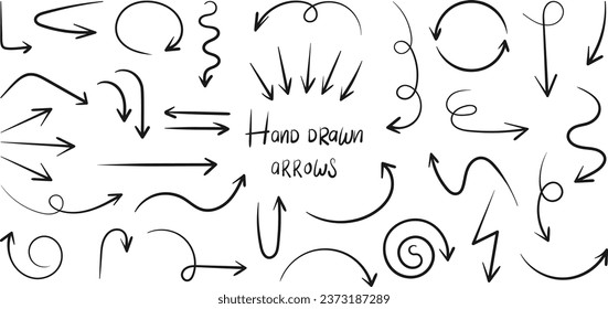 Set of hand drawn arrows