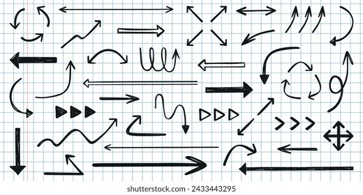 Set of hand drawn arrows.