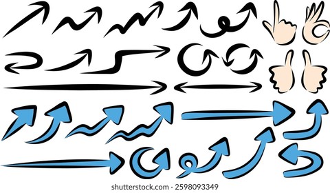 Set of hand drawn arrows