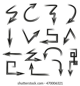 set of hand drawn arrows