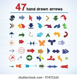 Set of hand drawn arrows