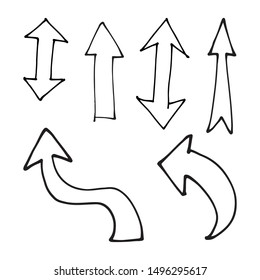 Set of hand drawn arrows. Arrow doodles collection.