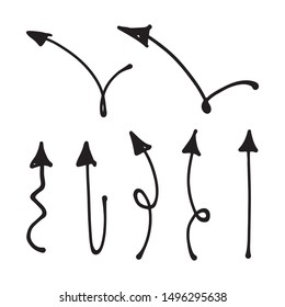 Set of hand drawn arrows. Arrow doodles collection.