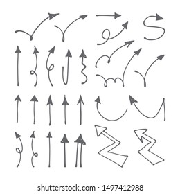 Set of hand drawn arrows. Arrow doodles collection.