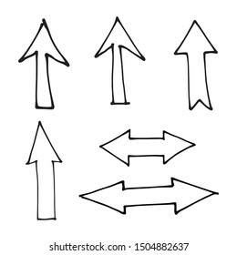 Set of hand drawn arrows. Arrow doodles collection.