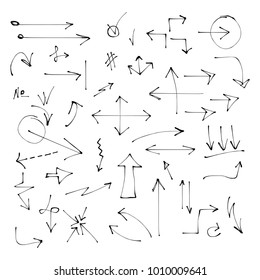 Set of hand drawn arrows. Different pointers.