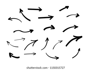 Set of hand drawn arrows. Arrows doodle set