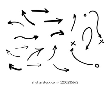 Set of hand drawn arrows. Arrows doodle set