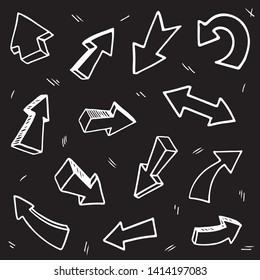 Set of hand drawn arrows. doodle pointers collection. Chalk immitation