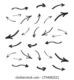Set of hand drawn arrows. Arrows doodle set
