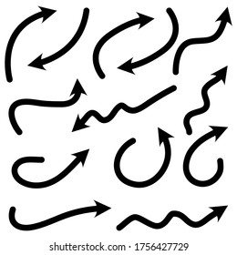 Set of hand drawn arrows doodle design elements Premium Vector