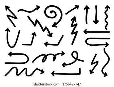 Conjunto de flechas dibujadas a mano elementos de diseño de doodle Premium Vector