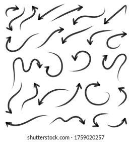 Set of hand drawn arrows doodle design elements 