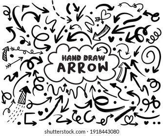 Set of Hand Drawn Arrows Doodle Style Vector Illustration