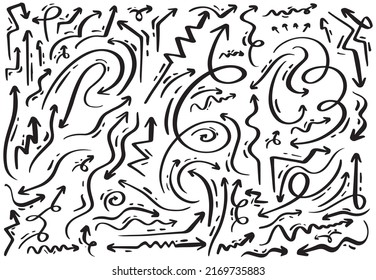 Set of hand drawn arrows doodle on white background for banner, business, web, infographic. Vector illustration