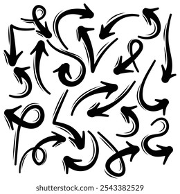 Conjunto de flechas dibujadas a mano doodle