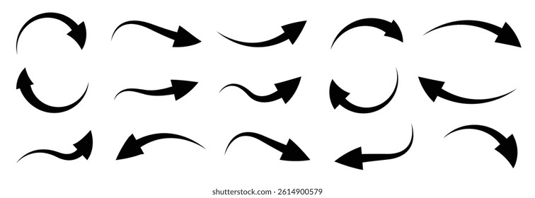 Set of Hand drawn arrows doodle on white background. Sketch arrow design for business plan and education.