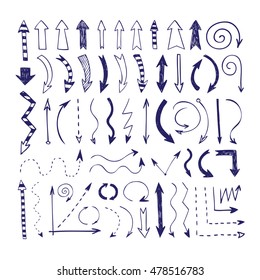 Set hand drawn arrows. Doodle line arrow for business infographic. Arrow icon. Vector illustration