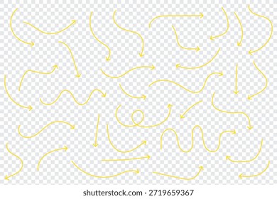 conjunto de flechas dibujadas a mano, y dibujo de marcador de flecha negra grunge aislado fondo png transparente, Plantilla de diseño o maqueta, y Ilustración vectorial dibujada de un pincel