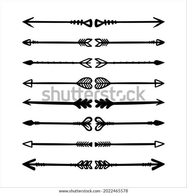 Set\
of hand drawn arrows. Floral text dividers. Design element for\
greeting card, t shirt, poster. Vector\
illustration