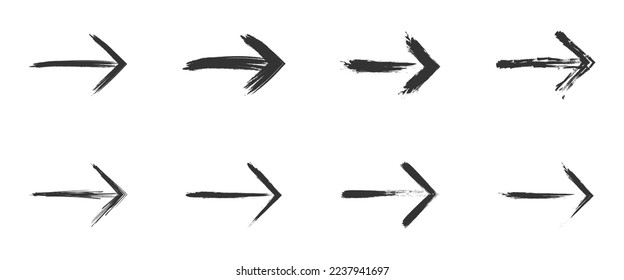 Set of Hand drawn arrows. Grunge texture. Vector illustration.