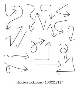 Set of hand drawn arrows for highlighting text. Marker elements, highlighter elements,  arrows, brush lines.
