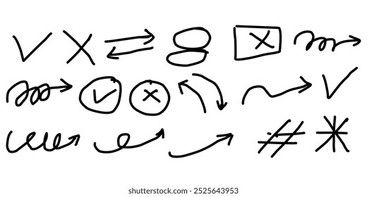 Satz handgezeichneter Pfeile Symbol