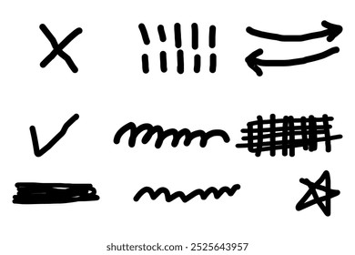 set of hand drawn arrows icon