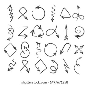 Set of hand drawn arrows isolated on white background. Vector illustartion.