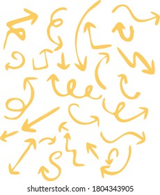 Set of hand drawn arrows isolated on white background. Vector illustration.