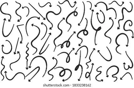Set of hand drawn arrows isolated on white background. Vector illustration.