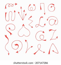 Set of hand drawn arrows made in vector. Elements for business and other design.