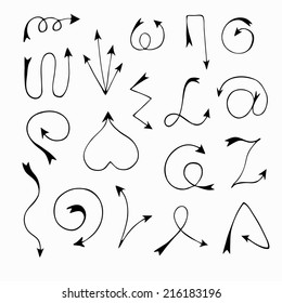 Set of hand drawn arrows made in vector. Elements for business and other design.